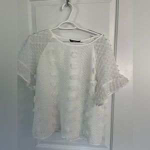 Shein white textured chiffon top